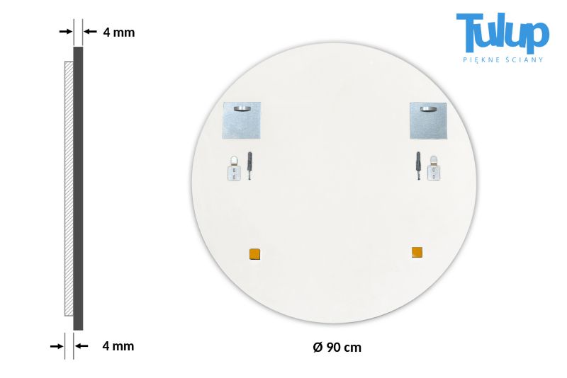 Lustro Okrągłe Tulup Biała Rama 90 cm Do Garderoby 1 szt.