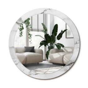 Lustro Okrągłe Tulup Biały Marmur 90 cm Subtelne Na Podkładzie 1 szt.