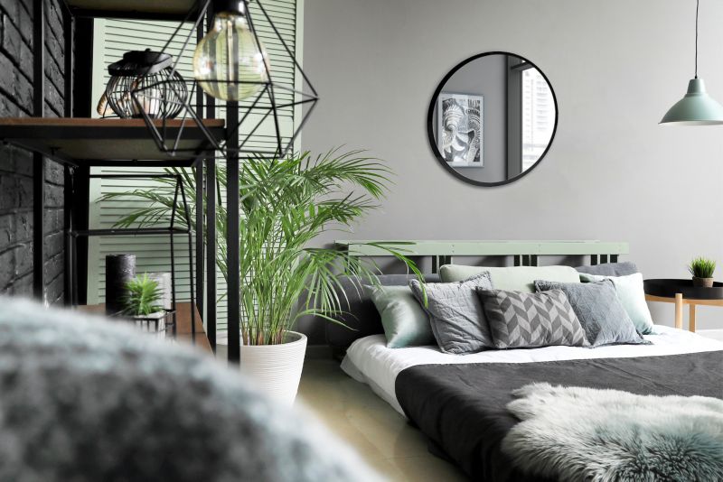 Lustro Okrągłe Tulup Czarna Rama 60 cm Designerskie Do Sypialni 1 szt.