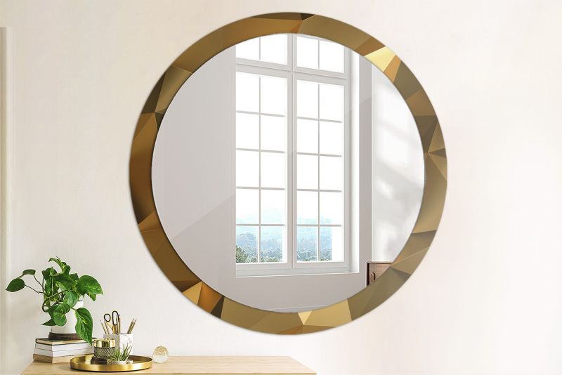 Lustro Okrągłe Tulup Geometryczny Wzór 100 cm Designerskie Na Podkładzie 1 szt.
