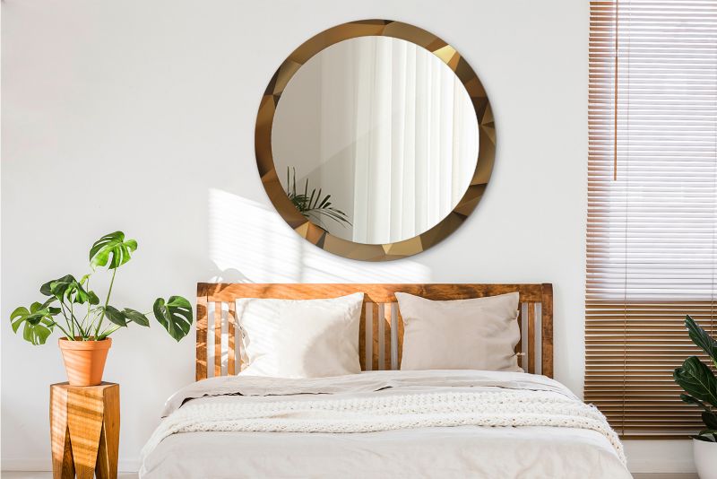 Lustro Okrągłe Tulup Geometryczny Wzór 100 cm Designerskie Na Podkładzie 1 szt.