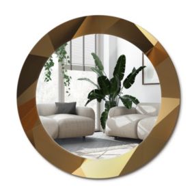 Lustro Okrągłe Tulup Geometryczny Wzór 60 cm Designerskie Na Podkładzie 1 szt.