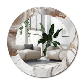 Lustro Okrągłe Tulup Jasny Marmur 60 cm Eleganckie Na Podkładzie 1 szt.