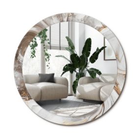 Lustro Okrągłe Tulup Jasny Marmur 90 cm Eleganckie Na Podkładzie 1 szt.