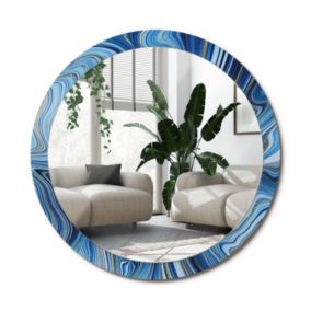 Lustro Okrągłe Tulup Marmurowa Rzeka 100 cm Designerskie Na Podkładzie 1 szt.