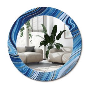 Lustro Okrągłe Tulup Marmurowa Rzeka 60 cm Designerskie Na Podkładzie 1 szt.