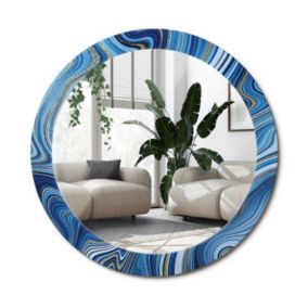 Lustro Okrągłe Tulup Marmurowa Rzeka 80 cm Designerskie Na Podkładzie 1 szt.