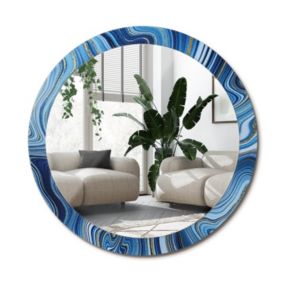 Lustro Okrągłe Tulup Marmurowa Rzeka 90 cm Designerskie Na Podkładzie 1 szt.