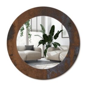 Lustro Okrągłe Tulup Metaliczny Rustykalny 50 cm Nowoczesne Na Podkładzie 1 szt.