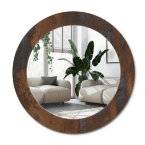 Lustro Okrągłe Tulup Metaliczny Rustykalny 70 cm Nowoczesne Na Podkładzie 1 szt.