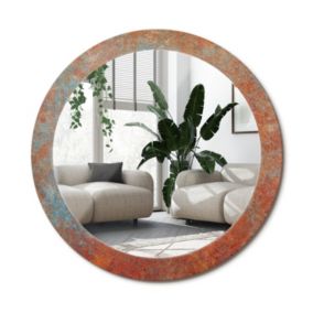 Lustro Okrągłe Tulup Rdzawy Metal 80 cm Industrialne Na Podkładzie 1 szt.