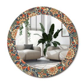Lustro Okrągłe Tulup Retro Kwiaty 60 cm Klasyczne Na Podkładzie 1 szt.