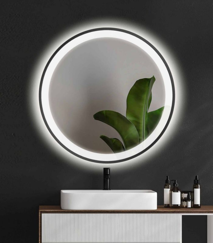 Lustro okrągłe Vetro Verde Venezia NERO 60 cm z oświetleniem LED 1 szt.