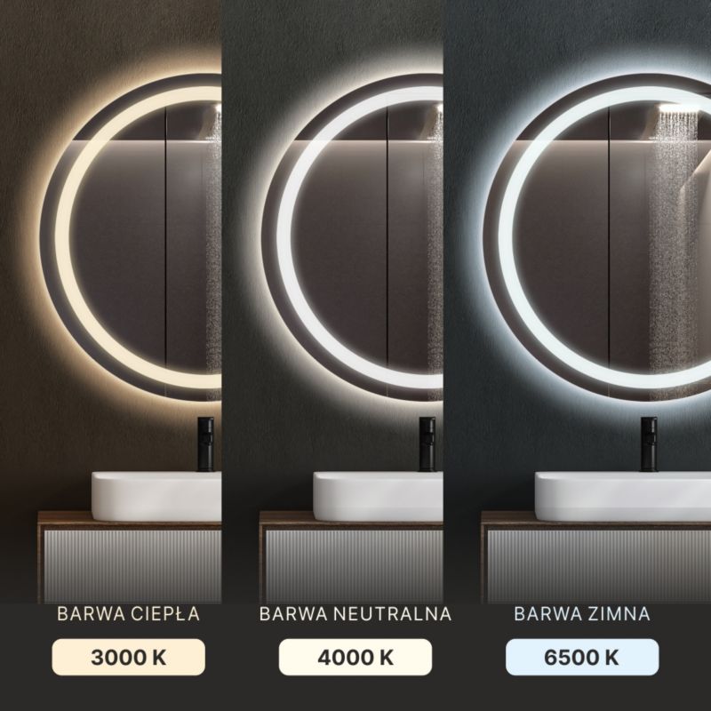 Lustro okrągłe Vetro Verde Venezia NERO 60 cm z oświetleniem LED 1 szt.