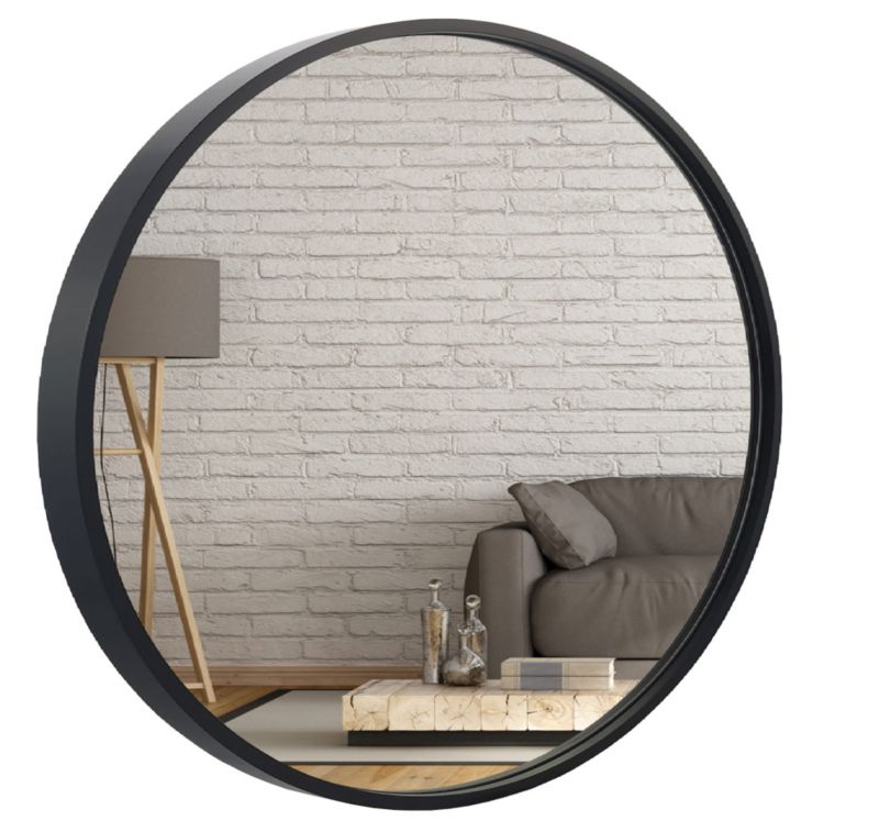 Lustro okrągłe 60 cm w ramie czarne