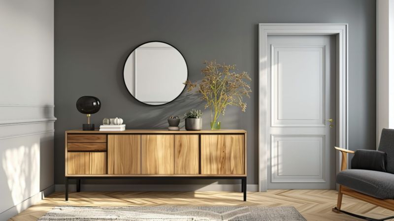 Lustro okrągłe 60 cm w ramie czarne