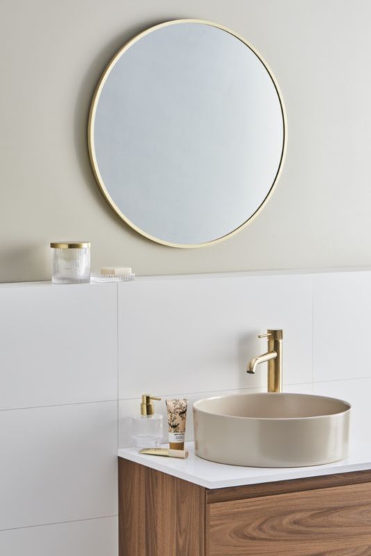 Lustro okrągłe GoodHome Muhely 60 cm w metalowej ramie złote