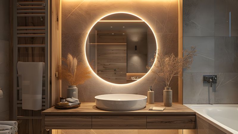 Lustro okrągłe Luna 60 cm z oświetleniem LED