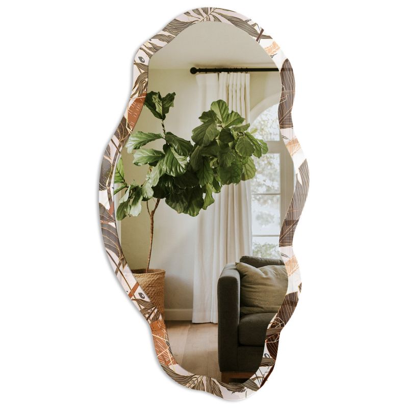 Lustro Organiczne Tulup 52x97 cm Tropikalne liście 2 - w Ramie Szkło Hartowane Lustro z Nadrukiem 1 szt.