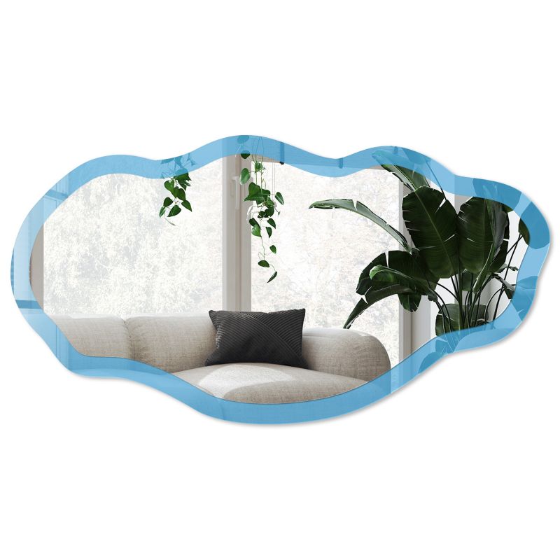 Lustro organiczne w szklanej ramie Wallfluent 52x97 cm Błękit wody Designerskie Z grafiką 1 szt.