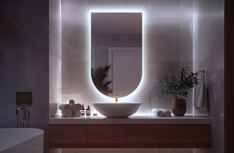 Lustro Owalne Ścięte LED Tulup 45x80 cm Zimne Do Przedpokoju 1 szt.