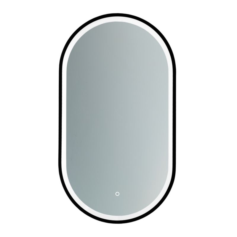 Lustro owalne FURNIKA 90x50 cm podświetlenie LED ramka czarna 1szt.
