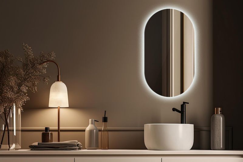 Lustro Owalne LED Tulup 40x70 cm Zimne Minimalistyczne 1 szt.