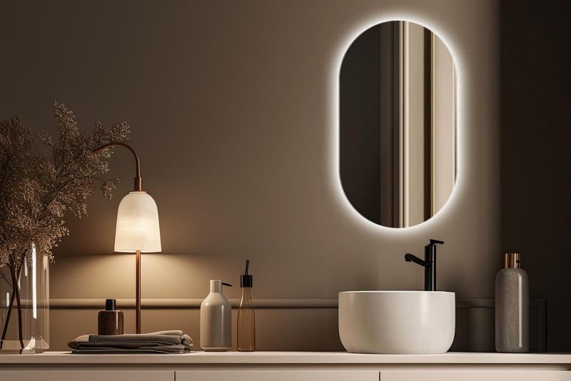 Lustro Owalne LED Tulup 52x90 cm Neutralne Podświetlane 1 szt.