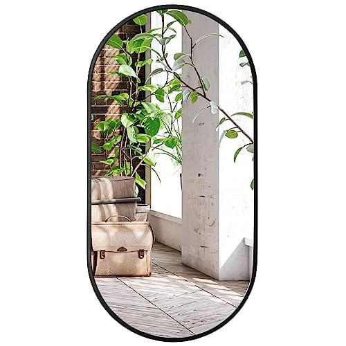 Lustro owalne Songmics 100x50cm czarna rama  loftowe nowoczesne 1 szt.