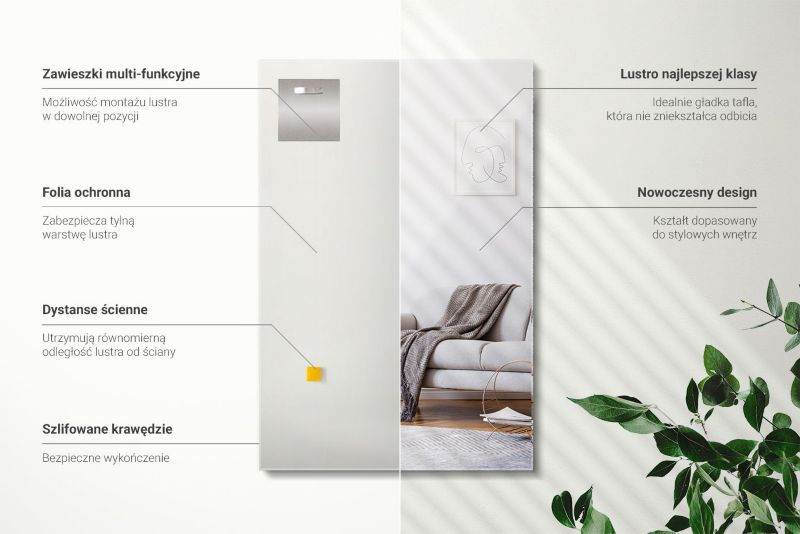 Lustro Ozdobne do Łazienki Wallfluent 60 cm x 40 cm Prostokątne 1 szt.
