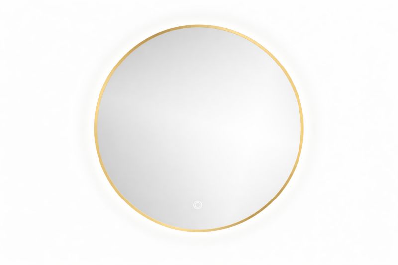 Lustro podświetlane Cordia Plus Round Line LED Backlight w złotej ramie 80cm z włącznikiem dotykowym i matą grzewczą 1szt.