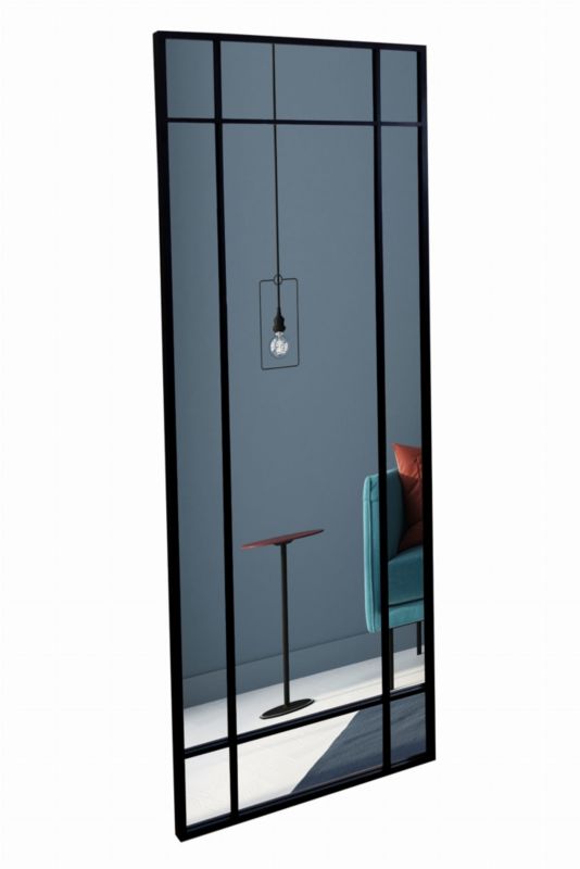Lustro prostokątne BD art w ramie ze szprosami 60x160  cm do salonu czarne  industrialne  1 szt.