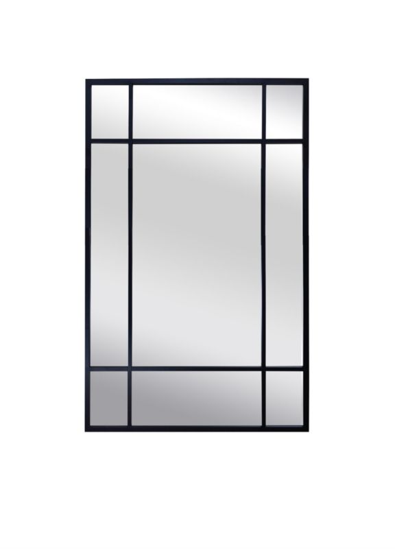 Lustro prostokątne BD art w ramie ze szprosami 70x100  cm do salonu czarne  industrialne  1 szt.