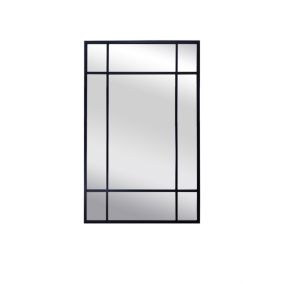 Lustro prostokątne BD art w ramie ze szprosami 70x100  cm do salonu czarne  industrialne  1 szt.