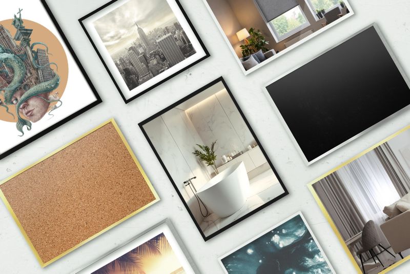 Lustro prostokątne Tulup 60 x 40 glamour ścienne w czarnej ramie MDF 1 szt.