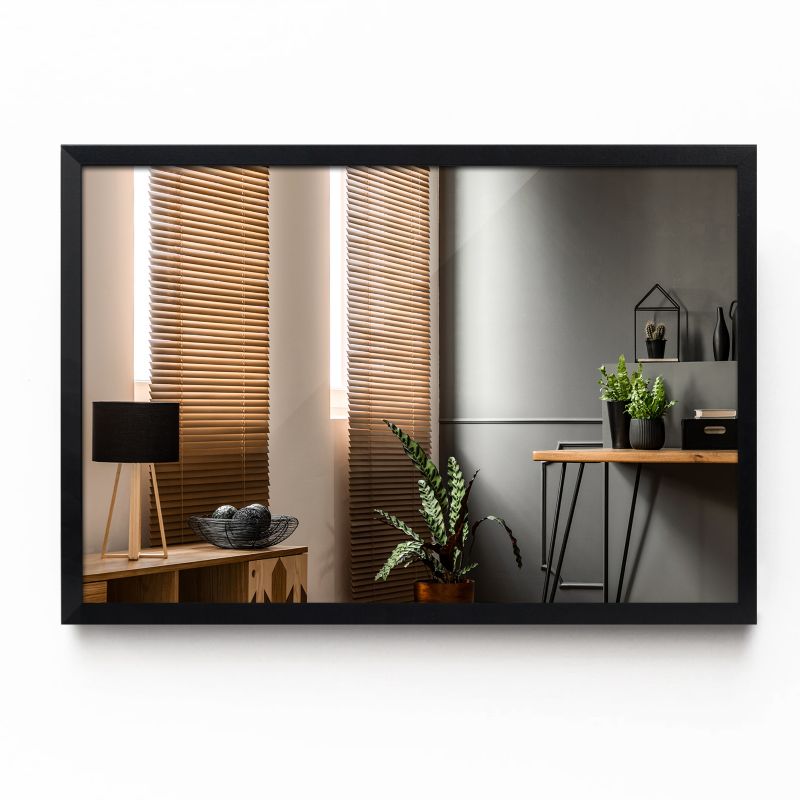 Lustro prostokątne Tulup 70 x 50 nowoczesne w czarnej ramie MDF 1 szt.