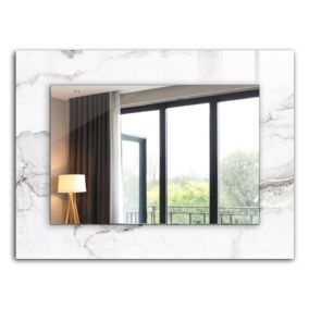 Lustro Prostokątne Tulup Biały Wzór 80x60 cm Eleganckie Na Podkładzie 1 szt.