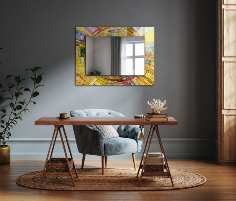 Lustro Prostokątne Tulup Kolorowa Mozaika 80x60 cm Na Podkładzie 1 szt.