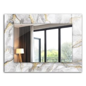 Lustro Prostokątne Tulup Marmur 80x60 cm Nowoczesne Na Podkładzie 1 szt.