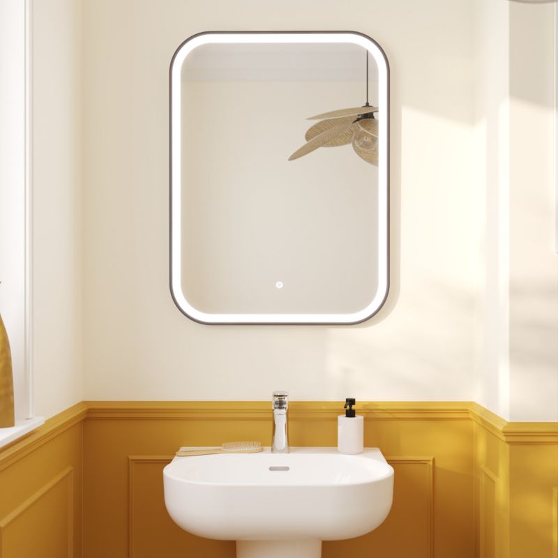 Lustro prostokątne LED GoodHome Carder 80 x 60 cm czarne