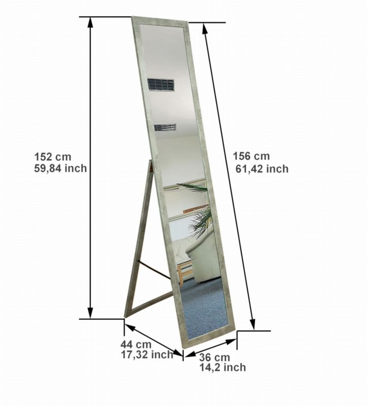 Lustro stojące BD art do garderoby skandynawskie 155x35,8 cm kolor beton 1 szt.
