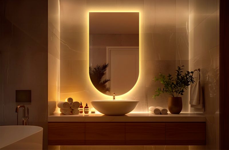 Lustro Tulup Owalne Ścięte LED 45x80 cm Do Przedpokoju 1 szt.