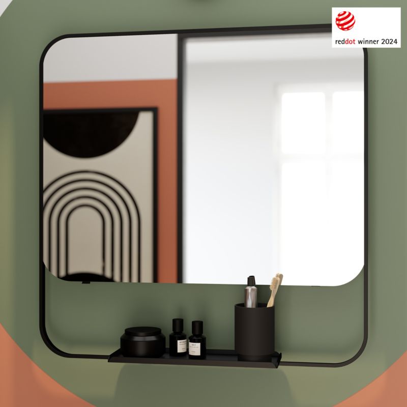 Lustro z półką GoodHome Maza 60,5 x 47,5 cm czarne