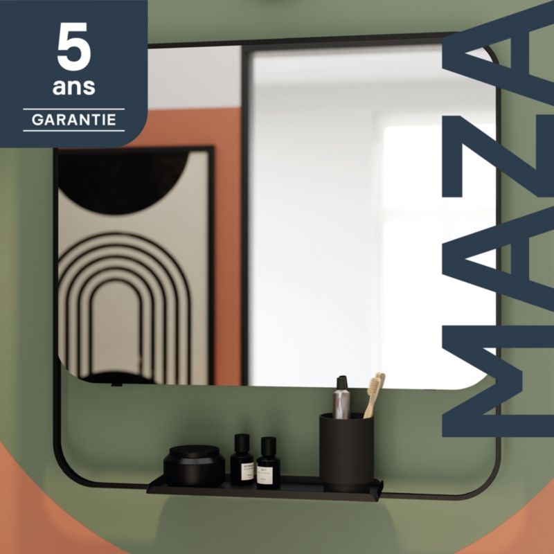 Lustro z półką GoodHome Maza 60,5 x 47,5 cm czarne