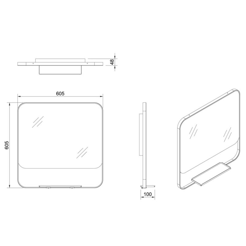 Lustro z półką GoodHome Maza 60,5 x 47,5 cm czarne