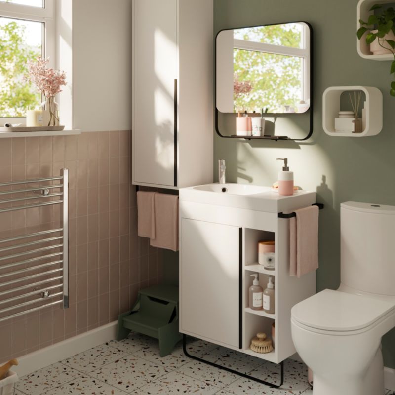 Lustro z półką GoodHome Maza 60,5 x 47,5 cm czarne