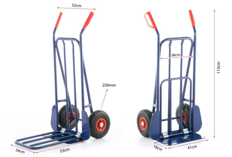 Młynarka wózek magazynowy HIGHER na drewno 280kg pompowane koła 1szt.