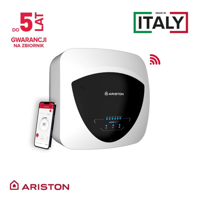 Mały bojler  elektryczny Ariston Andris Elite WiFi 15 L Podumywalkowy 1 szt.