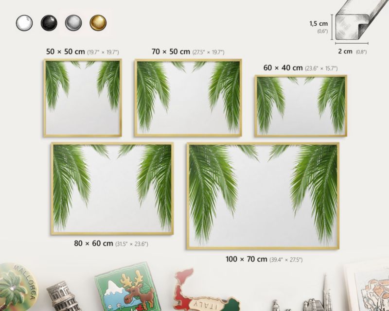 Magnetyczna tablica ozdobna Wallfluent 50x50 Egzotyczna natura w złotej ramie 1szt