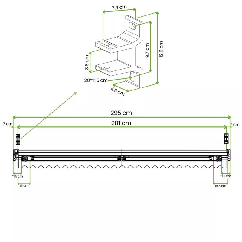 Gutroof Wall Markýza Balkon Classic 295x250 Terasa Nastavitelná 1 ks.